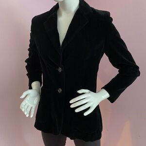 Vintage Velvet Blazer Fitted Black S/M Peak Lapel Jofeld 70s 80s Hippie Boho